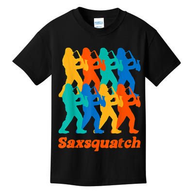 Bigfoot Playing Saxophone Saxsquatch Kids T-Shirt
