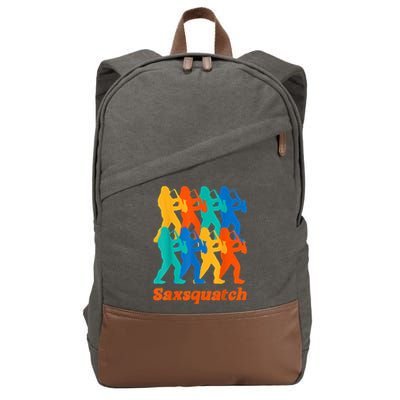 Bigfoot Playing Saxophone Saxsquatch Cotton Canvas Backpack