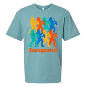 Bigfoot Playing Saxophone Saxsquatch Sueded Cloud Jersey T-Shirt