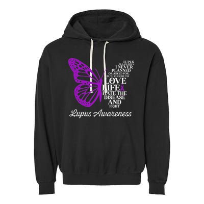 Butterfly Purple Systemic Lupus Erythematosus Awareness Garment-Dyed Fleece Hoodie