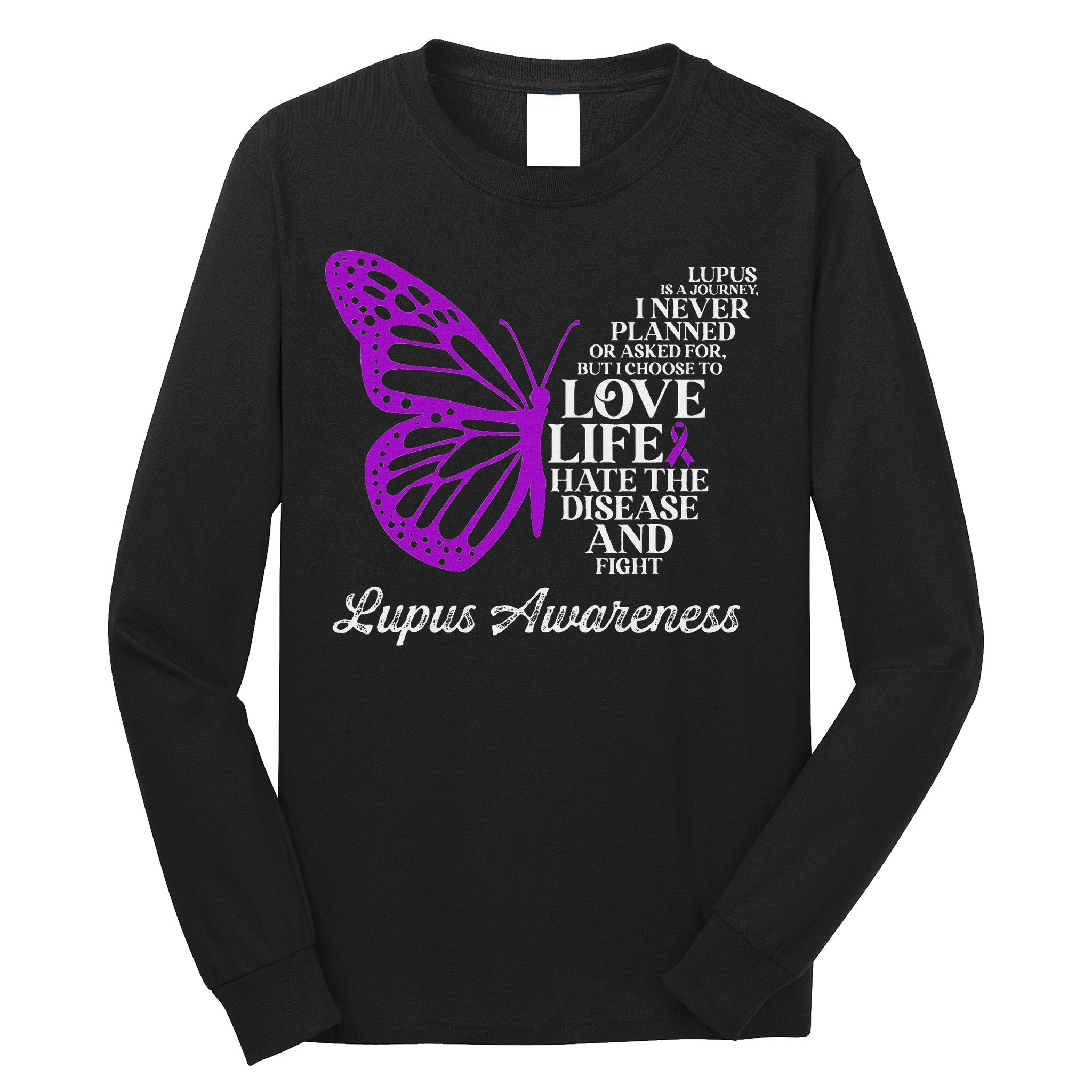 Butterfly Purple Systemic Lupus Erythematosus Awareness Long Sleeve Shirt