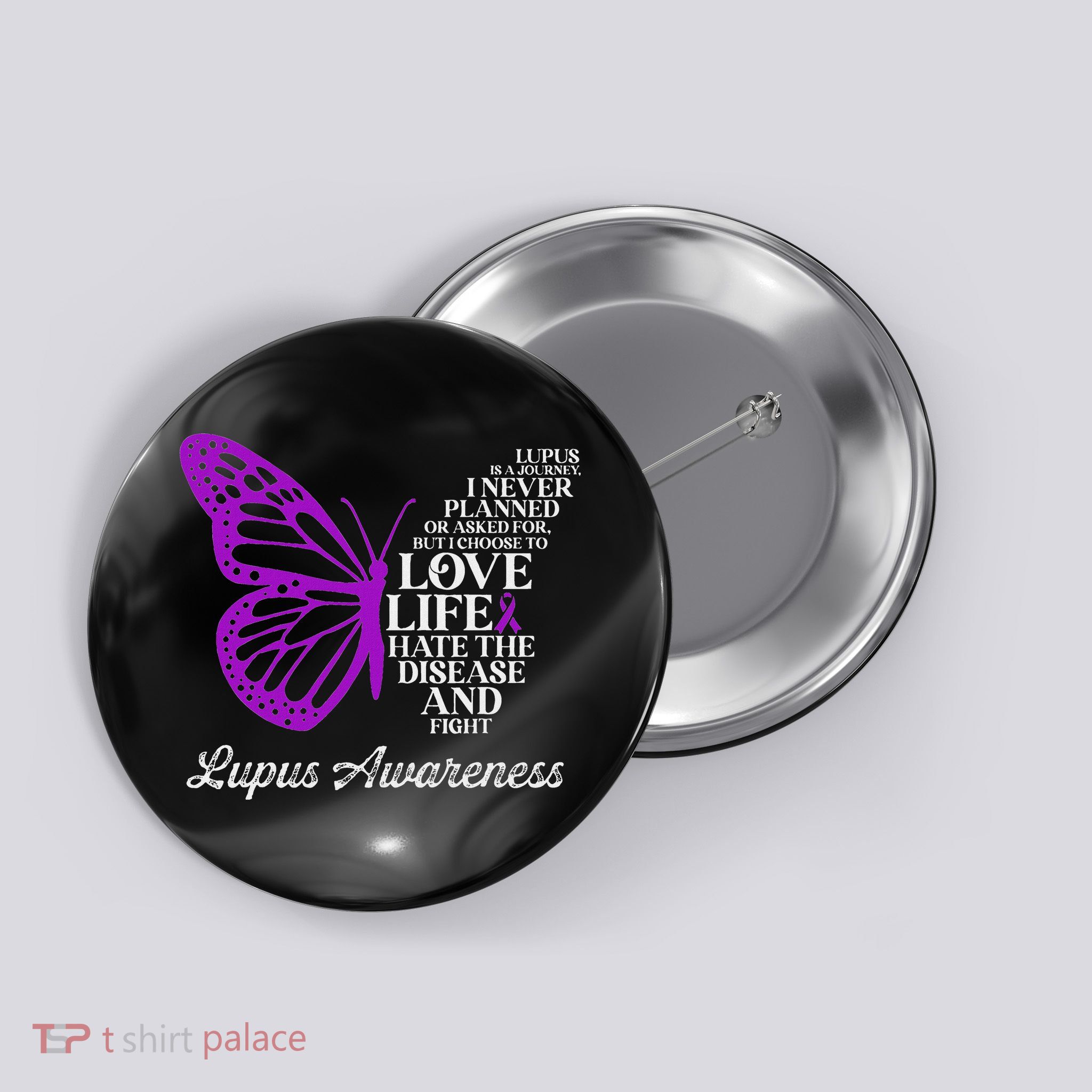 Butterfly Purple Systemic Lupus Erythematosus Awareness Button