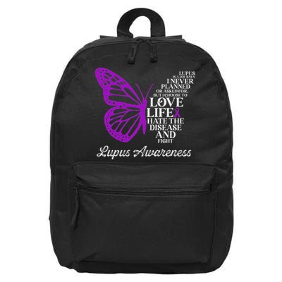 Butterfly Purple Systemic Lupus Erythematosus Awareness 16 in Basic Backpack