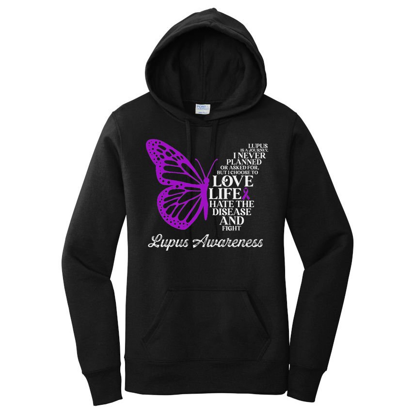 Butterfly Purple Systemic Lupus Erythematosus Awareness Women's Pullover Hoodie