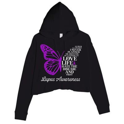 Butterfly Purple Systemic Lupus Erythematosus Awareness Crop Fleece Hoodie