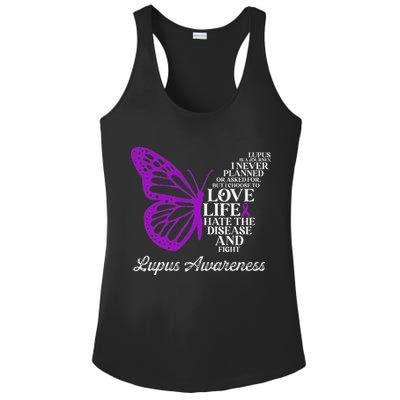 Butterfly Purple Systemic Lupus Erythematosus Awareness Ladies PosiCharge Competitor Racerback Tank