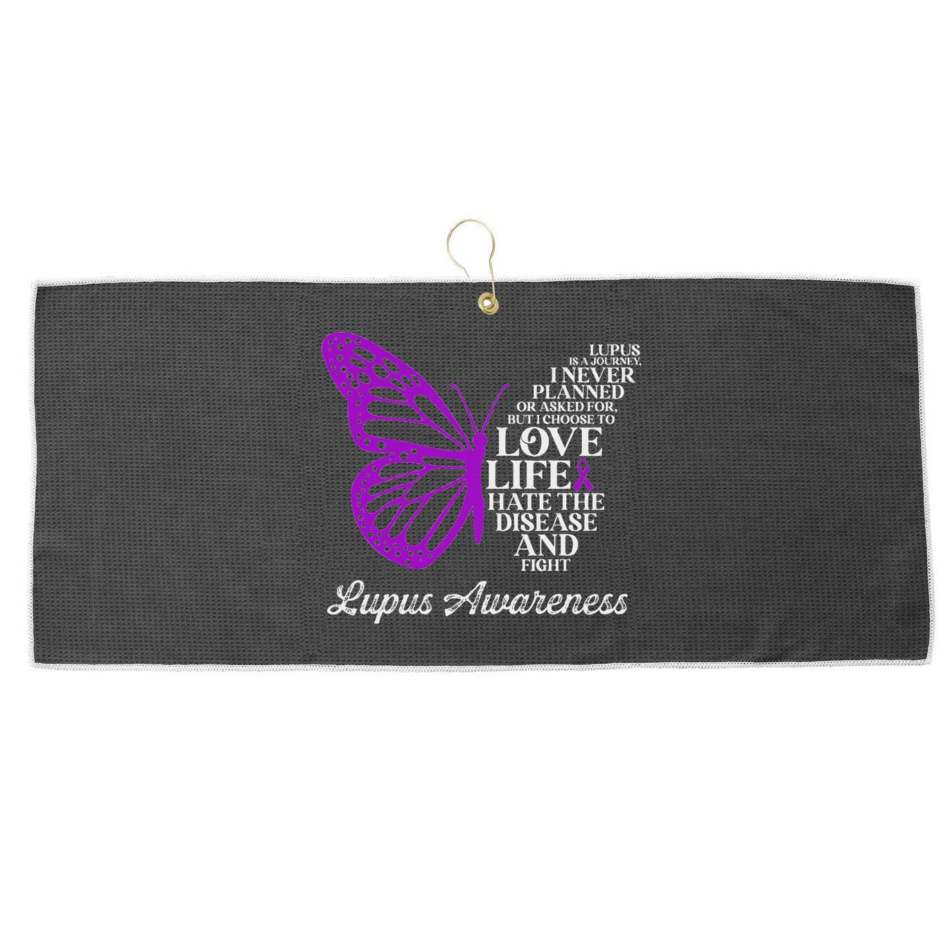 Butterfly Purple Systemic Lupus Erythematosus Awareness Large Microfiber Waffle Golf Towel