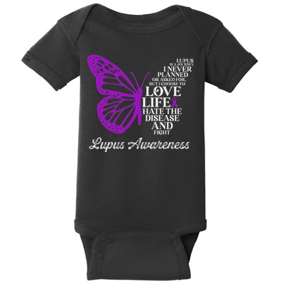 Butterfly Purple Systemic Lupus Erythematosus Awareness Baby Bodysuit