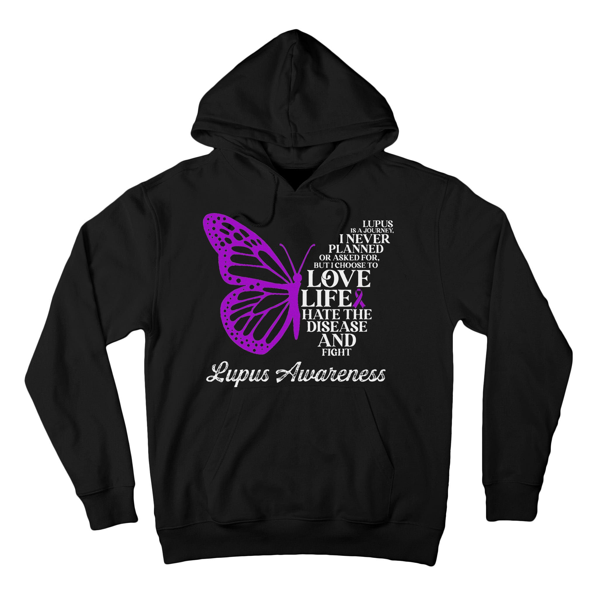 Butterfly Purple Systemic Lupus Erythematosus Awareness Tall Hoodie