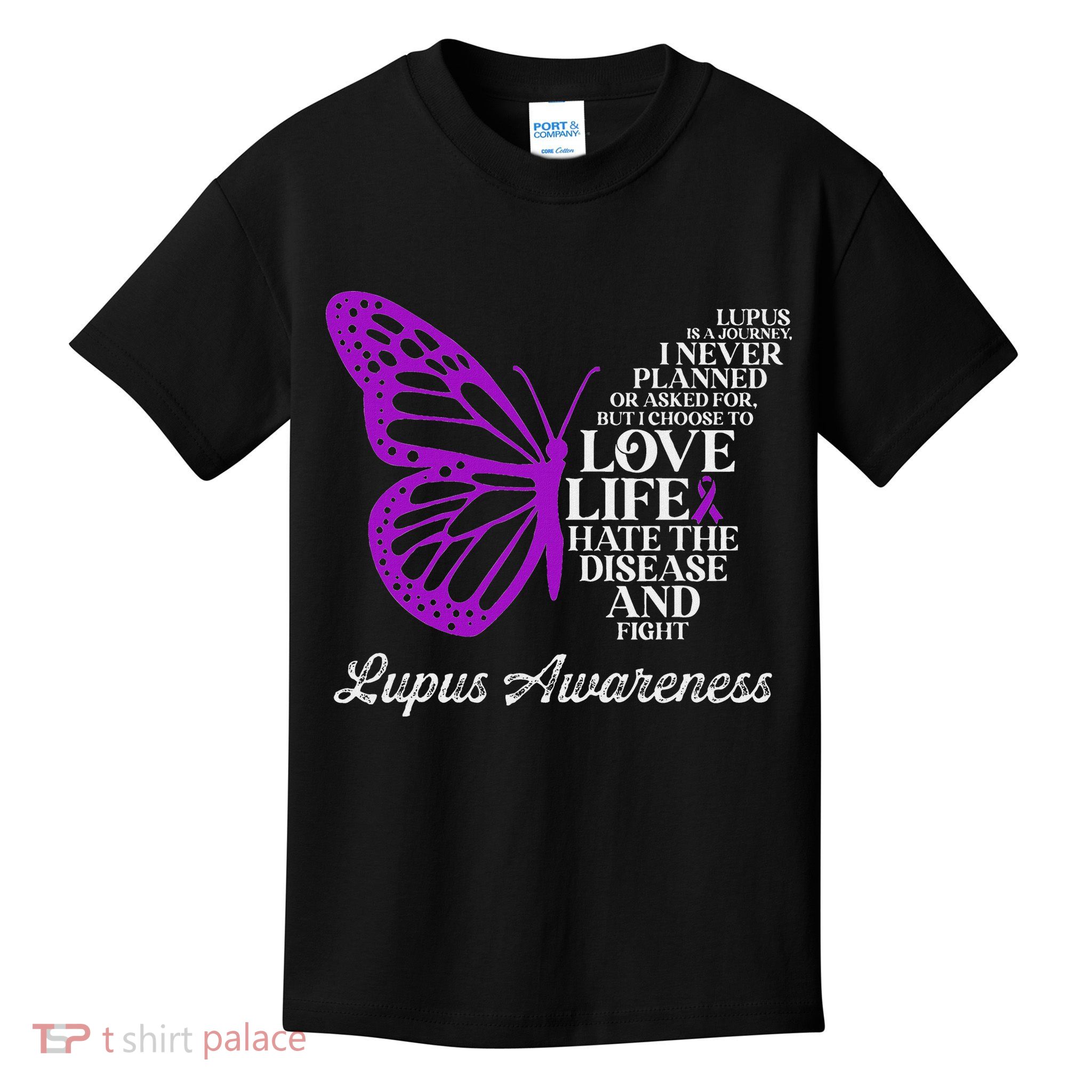 Butterfly Purple Systemic Lupus Erythematosus Awareness Kids T-Shirt