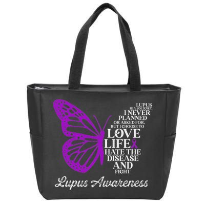 Butterfly Purple Systemic Lupus Erythematosus Awareness Zip Tote Bag