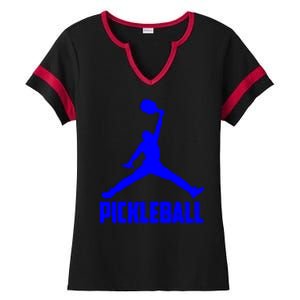 Blue Pickleball Sports Logo Ladies Halftime Notch Neck Tee