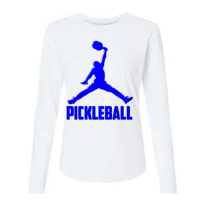 Blue Pickleball Sports Logo Womens Cotton Relaxed Long Sleeve T-Shirt