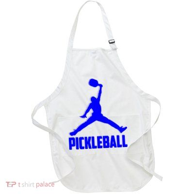 Blue Pickleball Sports Logo Full-Length Apron With Pockets