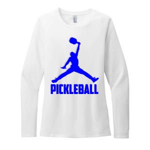 Blue Pickleball Sports Logo Womens CVC Long Sleeve Shirt