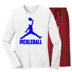 Blue Pickleball Sports Logo Women's Long Sleeve Flannel Pajama Set 