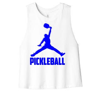 Blue Pickleball Sports Logo Women's Racerback Cropped Tank