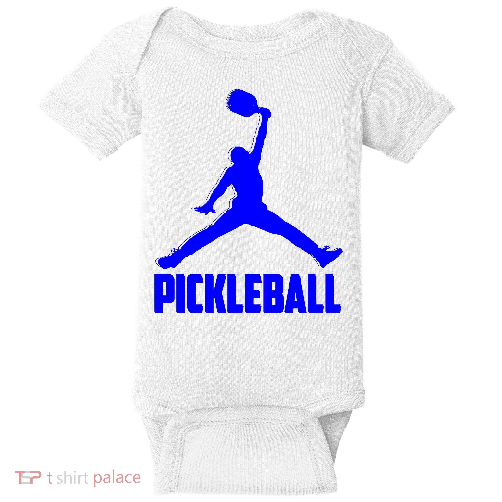 Blue Pickleball Sports Logo Baby Bodysuit