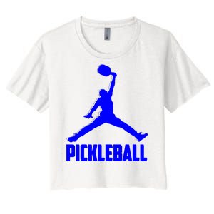 Blue Pickleball Sports Logo Women's Crop Top Tee