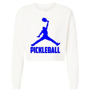 Blue Pickleball Sports Logo Cropped Pullover Crew