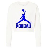 Blue Pickleball Sports Logo Cropped Pullover Crew