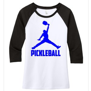 Blue Pickleball Sports Logo Women's Tri-Blend 3/4-Sleeve Raglan Shirt