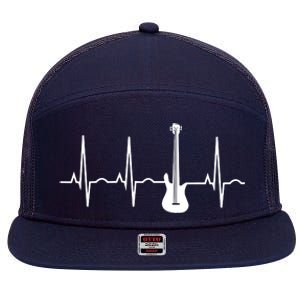 Bass Player Shirts Bass Guitar Player Heartbeat 7 Panel Mesh Trucker Snapback Hat