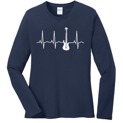 Bass Player Shirts Bass Guitar Player Heartbeat Ladies Long Sleeve Shirt