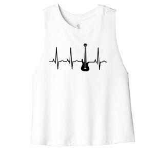 Bass Player Shirts Bass Guitar Player Heartbeat Women's Racerback Cropped Tank