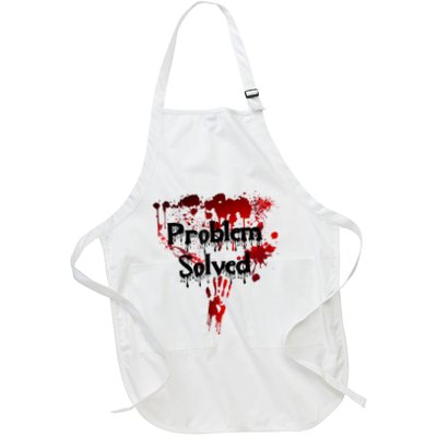 Bloody Problem Solved Halloween Scary Horror Print Effect Full-Length Apron With Pockets