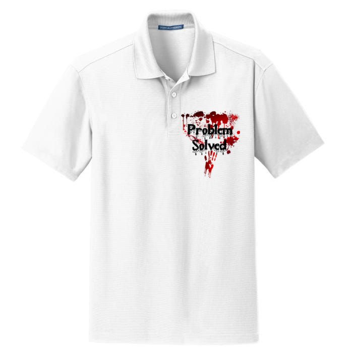 Bloody Problem Solved Halloween Scary Horror Print Effect Dry Zone Grid Polo