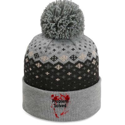 Bloody Problem Solved Halloween Scary Horror Print Effect The Baniff Cuffed Pom Beanie