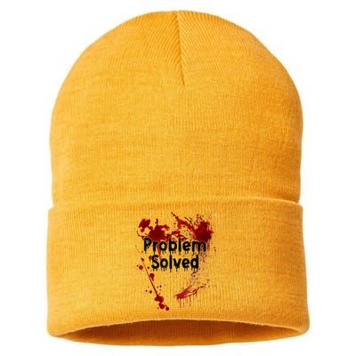 Bloody Problem Solved Halloween Scary Horror Print Effect Sustainable Knit Beanie