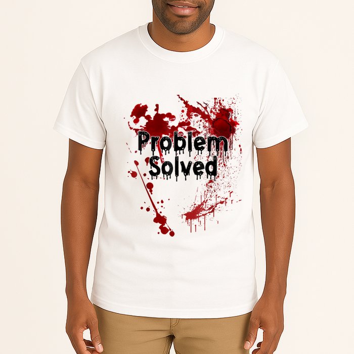 Bloody Problem Solved Halloween Scary Horror Print Effect Tall T-Shirt