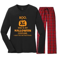 Boo Pumpkin Sarcastic Funny Halloween Costume Women's Long Sleeve Flannel Pajama Set 