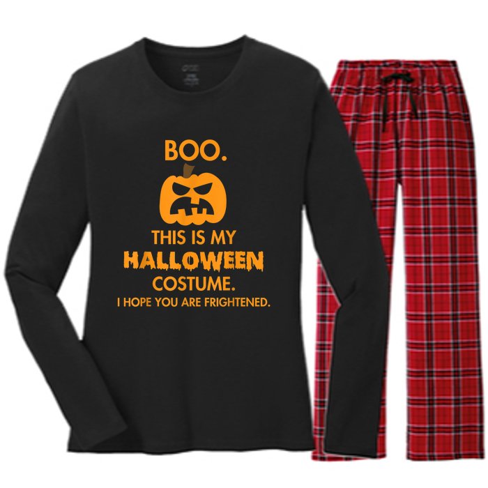 Boo Pumpkin Sarcastic Funny Halloween Costume Women's Long Sleeve Flannel Pajama Set 