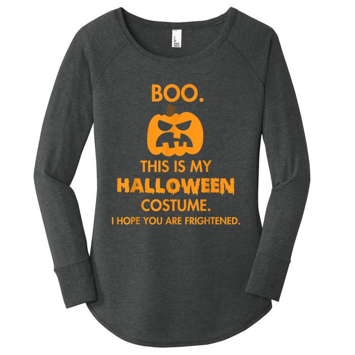 Boo Pumpkin Sarcastic Funny Halloween Costume Women's Perfect Tri Tunic Long Sleeve Shirt