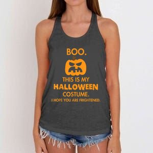 Boo Pumpkin Sarcastic Funny Halloween Costume Women's Knotted Racerback Tank