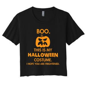 Boo Pumpkin Sarcastic Funny Halloween Costume Women's Crop Top Tee