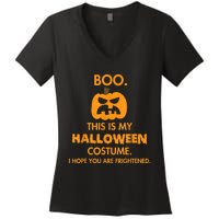 Boo Pumpkin Sarcastic Funny Halloween Costume Women's V-Neck T-Shirt