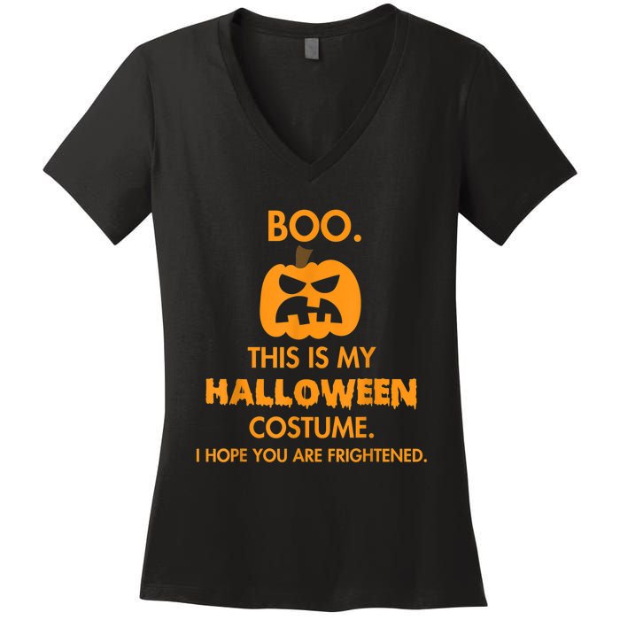 Boo Pumpkin Sarcastic Funny Halloween Costume Women's V-Neck T-Shirt