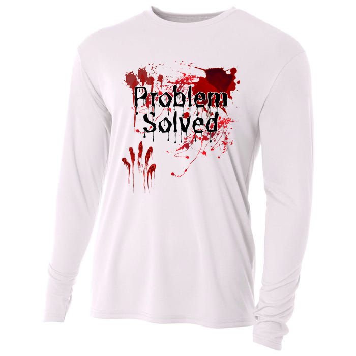 Bloody Problem Solved Halloween Scary Horror Print Effect Cooling Performance Long Sleeve Crew