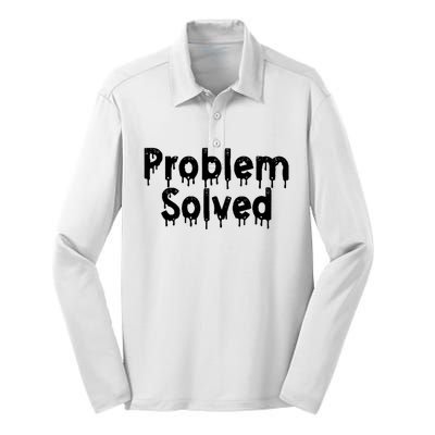 Bloody Problem Solved Halloween Scary Horror Print Effect Silk Touch Performance Long Sleeve Polo