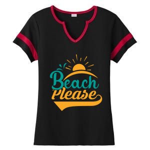 Beach Please Summer Sun Gift Ladies Halftime Notch Neck Tee