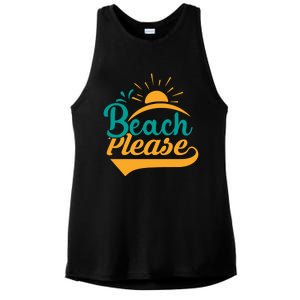 Beach Please Summer Sun Gift Ladies PosiCharge Tri-Blend Wicking Tank