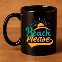 Beach Please Summer Sun Gift 11oz C Handle Ceramic Mug