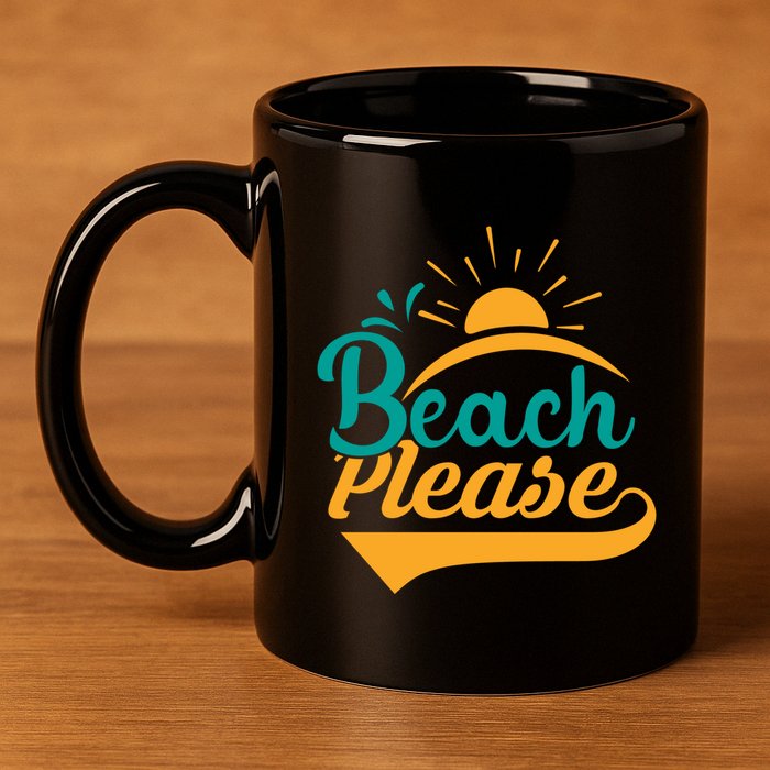 Beach Please Summer Sun Gift 11oz C Handle Ceramic Mug