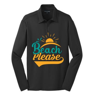 Beach Please Summer Sun Gift Silk Touch Performance Long Sleeve Polo