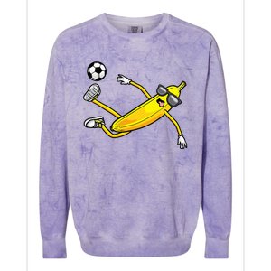 Banana Playing Soccer Fruit Soccer Player Colorblast Crewneck Sweatshirt