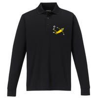 Banana Playing Soccer Fruit Soccer Player Performance Long Sleeve Polo